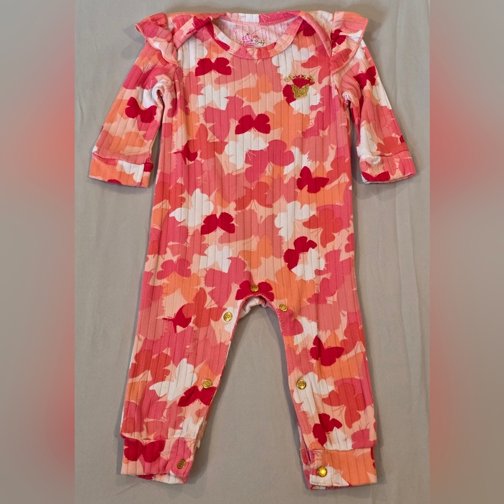 dELiA*s Baby Butterfly Pink And Peach Romper